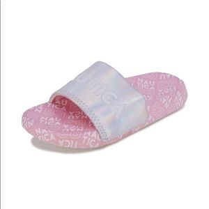 Nautica Girls' Slip On Slides Sandals, Iridescent/Pink, Size 13 NWT